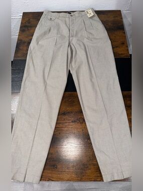 DEADSTOCK VINTAGE  90s Lee High Waisted Pleated Trousers Taupe Check NWT 16 Long